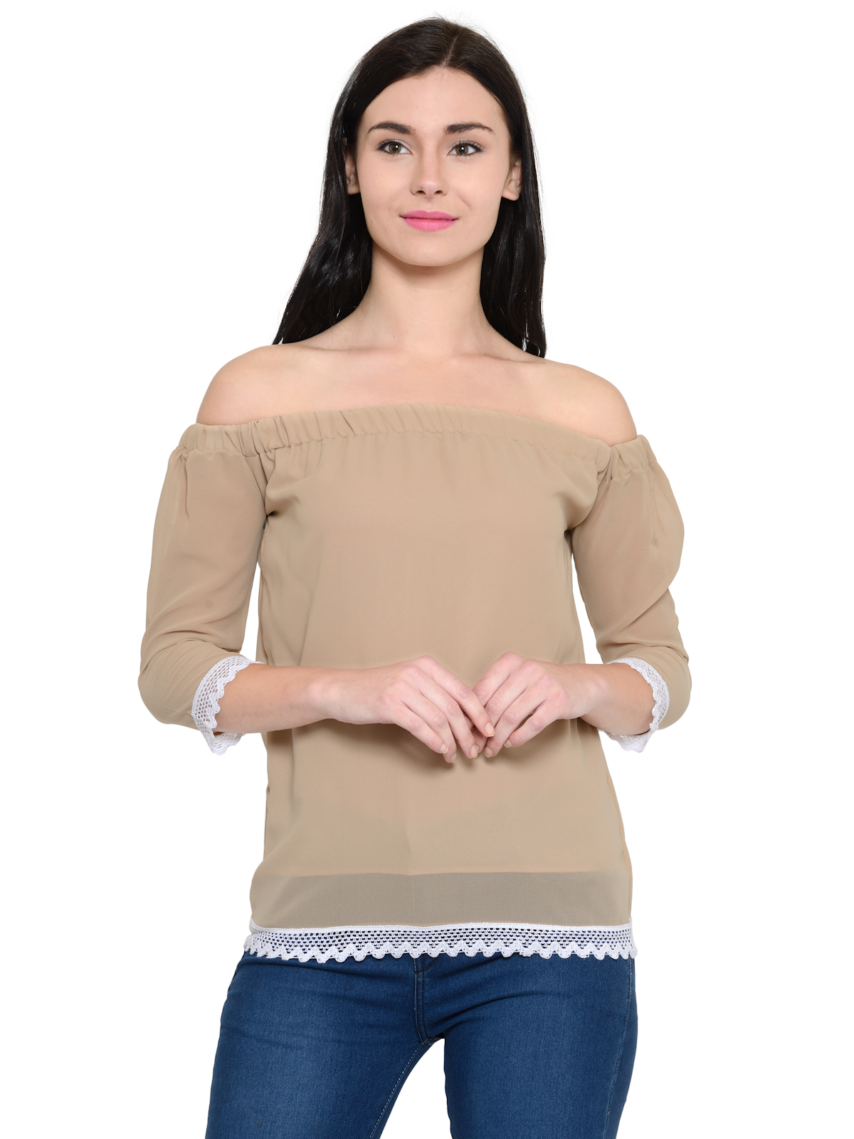 Off shoulder Hem lace top